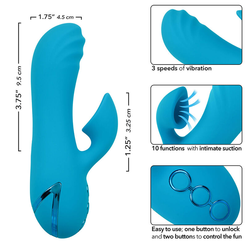 CALEXOTICS - SUNSET BEACH SEDUCER VIBRADOR Y ESTIMULADOR 10 FUNCIONES AZUL - Imagen 3