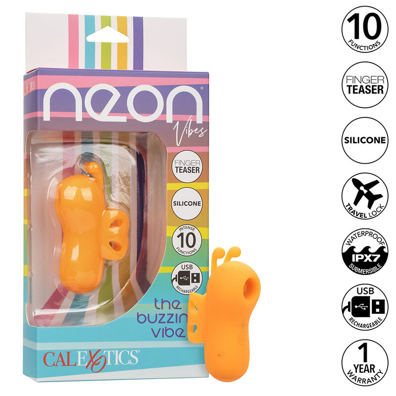 CALEXOTICS - NEON VIBES THE BUZZING VIBE ESTIMULADOR DE DEDO 10 VIBRACIONES NARANJA - Imagen 11