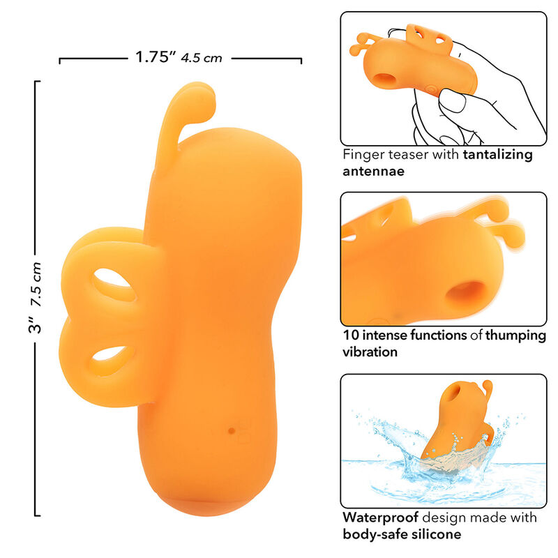 CALEXOTICS - NEON VIBES THE BUZZING VIBE ESTIMULADOR DE DEDO 10 VIBRACIONES NARANJA - Imagen 5