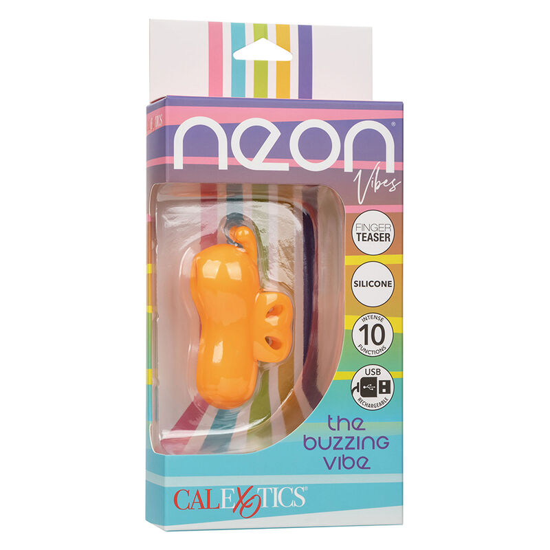 CALEXOTICS - NEON VIBES THE BUZZING VIBE ESTIMULADOR DE DEDO 10 VIBRACIONES NARANJA - Imagen 4