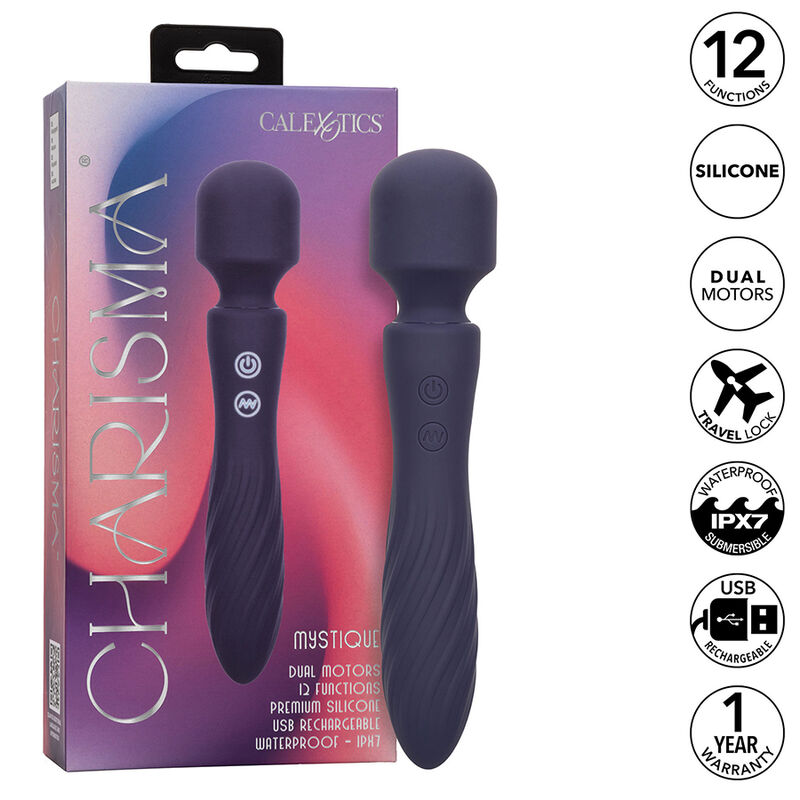 CALEXOTICS - CHARISMA MYSTIQUE MASAJEADOR DOBLE MOTOR 12 FUNCIONES 21,5 CM X 4,5 CM MORADO - Imagen 10