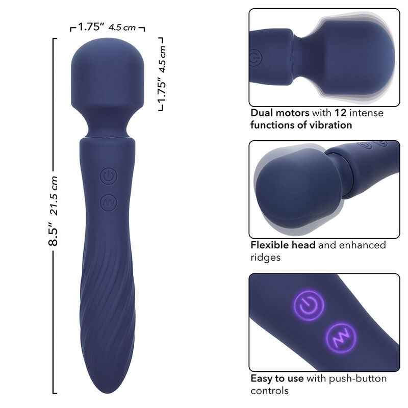 CALEXOTICS - CHARISMA MYSTIQUE MASAJEADOR DOBLE MOTOR 12 FUNCIONES 21,5 CM X 4,5 CM MORADO - Imagen 2