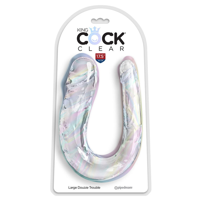 KING COCK - DOUBLE TROUBLE DILDO DOBLE 44 CM TRANSPARENTE - Imagen 2