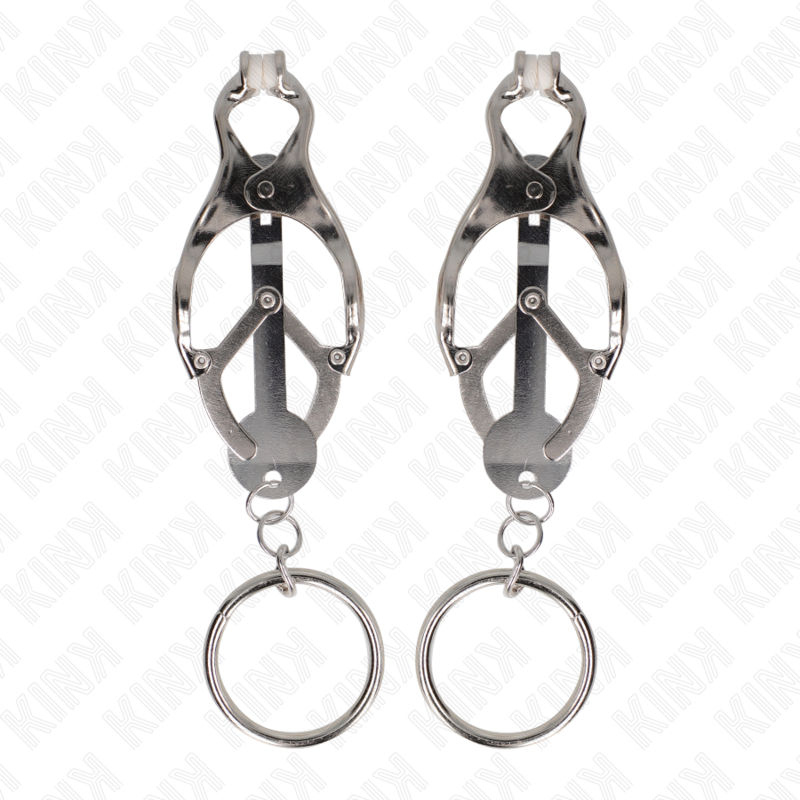 KINK - PINZAS PARA PEZONES ESTILO JAPONÉS CON AROS PLATEADO - Imagen 2