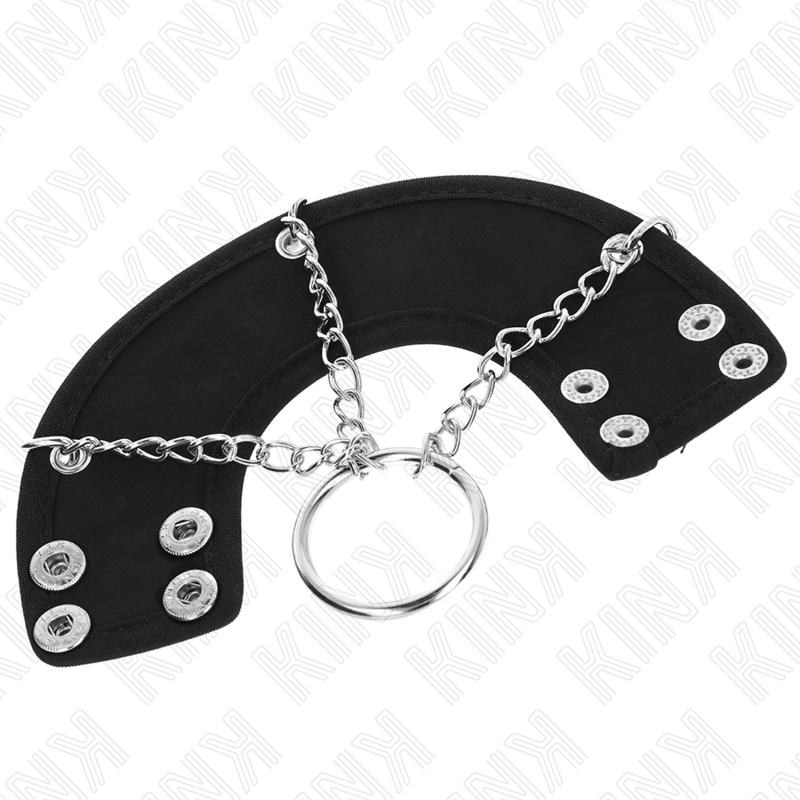 KINK - ANILLO PENE 4 CM CADENA 7 CM METAL CON CINTURÓN POLIPIEL - Imagen 2