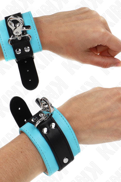 KINK – MUÑEQUERAS CON CIERRE PREMIUM NEGRO / AZUL AJUSTABLE 21-28 CM X 5.5 CM