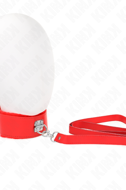KINK – COLLAR CON CORREA 116 CM CON TACHUELAS PLATEADAS MODELO 4 ROJO AJUSTABLE 40-48 CM X 6 CM