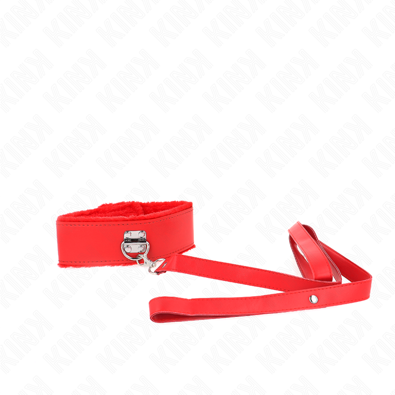 KINK - COLLAR CON CORREA 116 CM CON TACHUELAS PLATEADAS MODELO 4 ROJO AJUSTABLE 40-48 CM X 6 CM - Imagen 4