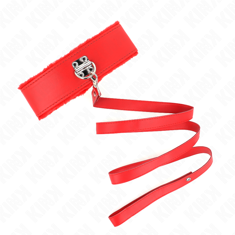 KINK - COLLAR CON CORREA 116 CM CON TACHUELAS PLATEADAS MODELO 4 ROJO AJUSTABLE 40-48 CM X 6 CM - Imagen 2