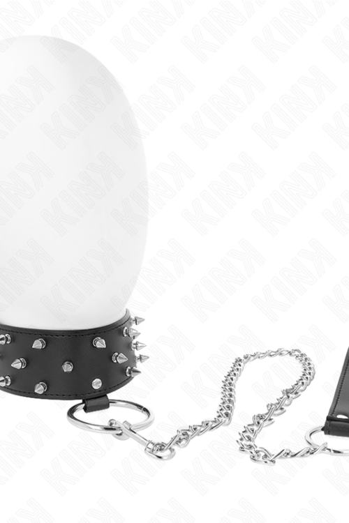 KINK – COLLAR CON CORREA 65 CM CON TACHUELAS PLATEADAS MODELO 5 AJUSTABLE 36-43 CM X 5 CM