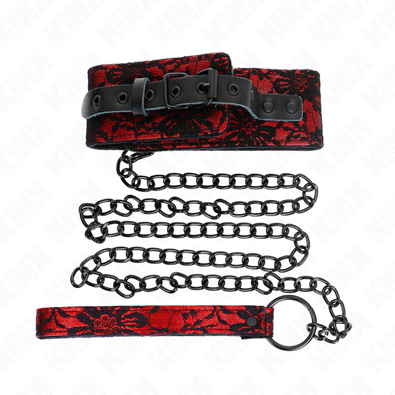 KINK - COLLAR CON CORREA 105 CM DE ENCAJE CON CINTURÓN DE CUERO REAL 44 X 5.5 CM - Imagen 3
