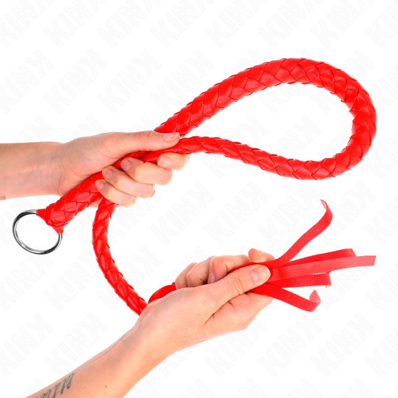 KINK – LÁTIGO DE SERPIENTE CON ANILLO DE MANO ROJO 65 CM