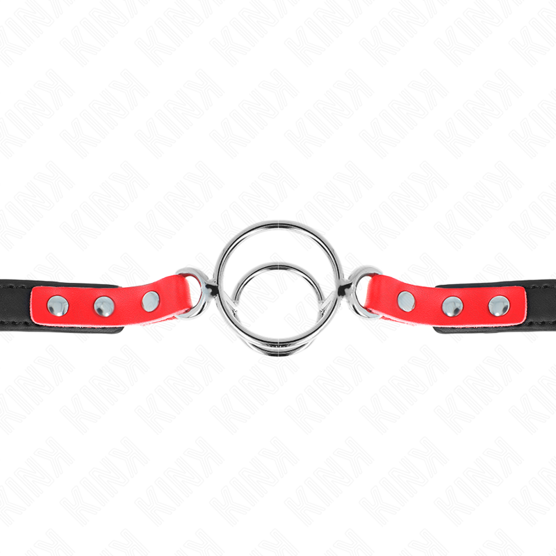 KINK - MORDAZA CON MÚLTIPLES JUNTAS TÓRICAS 4 / 4.8 CM ROJO AJUSTABLE 38 X 56 CM - Imagen 4