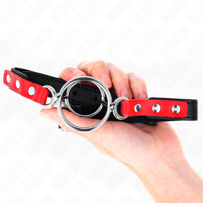 KINK - MORDAZA CON MÚLTIPLES JUNTAS TÓRICAS 4 / 4.8 CM ROJO AJUSTABLE 38 X 56 CM - Imagen 3