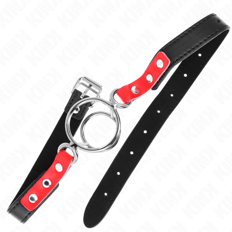 KINK - MORDAZA CON MÚLTIPLES JUNTAS TÓRICAS 4 / 4.8 CM ROJO AJUSTABLE 38 X 56 CM - Imagen 2