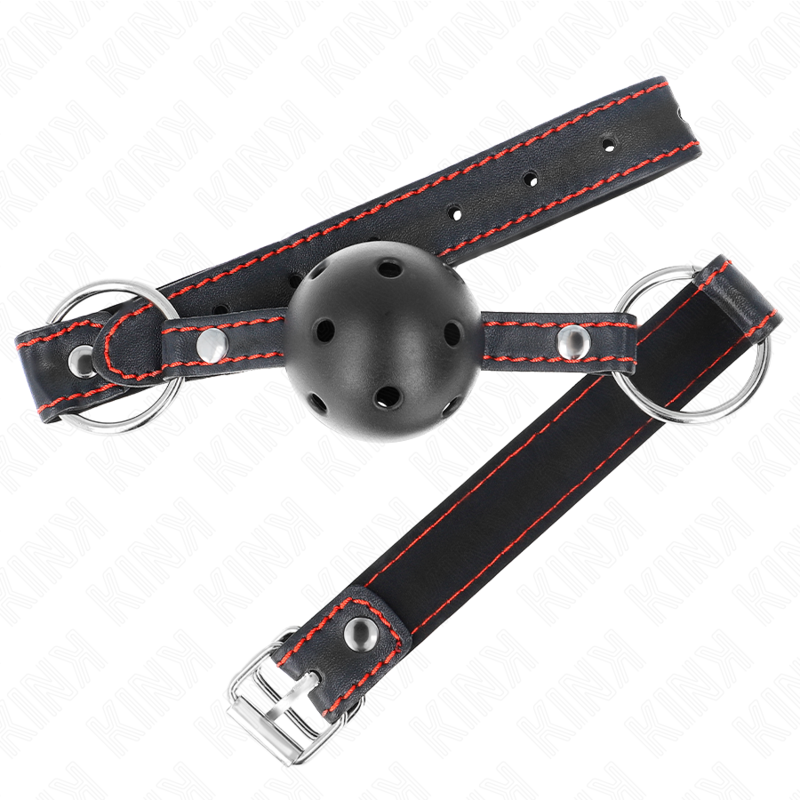 KINK - MORDAZA DE BOLA 4.5 CM NEGRA DURA HUECA MODELO 2 65 x 2.5 CM - Imagen 2