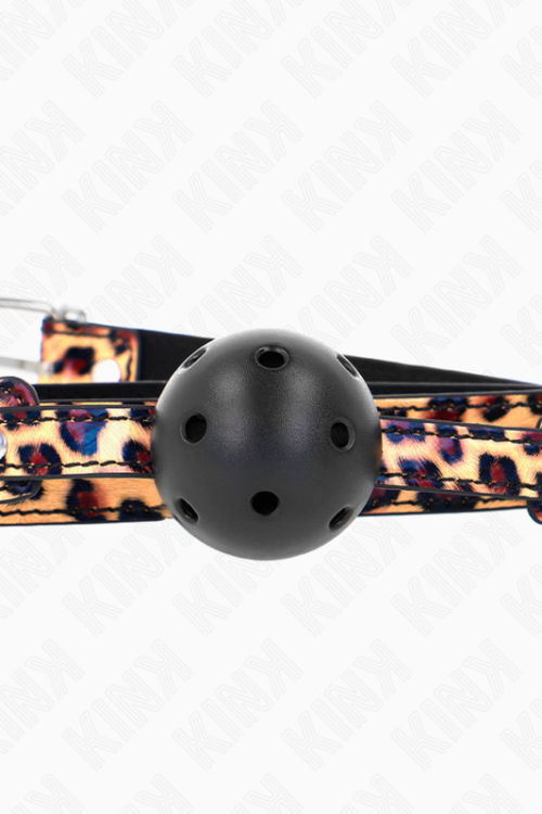 KINK – MORDAZA DE BOLA 4.5 CM TRANSPIRABLE LEOPARDO 65 x 2.5 CM