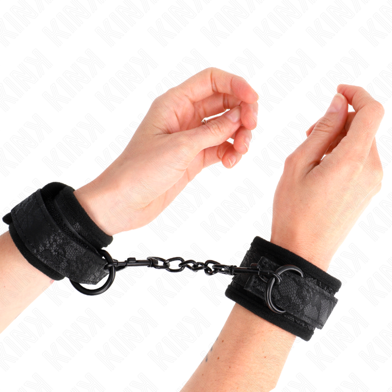 KINK – MUÑEQUERAS DE ENCAJE Y NEOPRENO AJUSTABLE NEGRO 20-29 CM X 5 CM