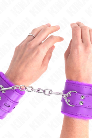 KINK - MUÑEQUERAS FORRADAS CON AGUJEROS CUADRADOS VIOLETA Y CORREA VIOLETA AJUSTABLE 17-29 CM X 6 CM