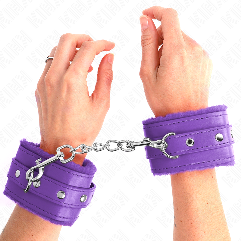 KINK – MUÑEQUERAS FORRADAS PREMIUM VIOLETA CON CORREA VIOLETA AJUSTABLE 17-29 CM X 6 CM