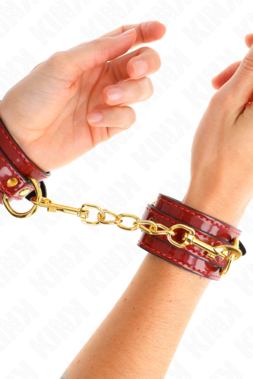 KINK – MUÑEQUERAS JOANNA ANGEL ROJO AJUSTABLE CON CADENA DORADO 16.5-26 CM X 4 CM