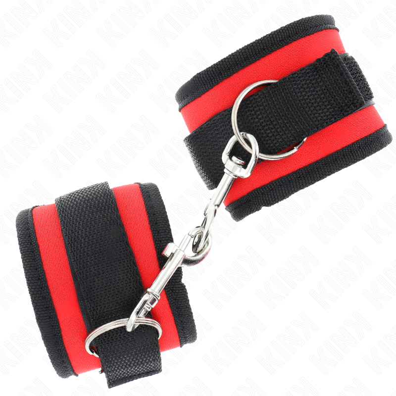 KINK - MUÑEQUERAS NYLON ROJO-NEGRO MODELO 2 AJUSTABLE 18-35 CM X 6 CM - Imagen 3