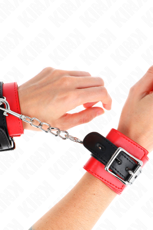 KINK – MUÑEQUERAS ROJO CON CORREA NEGRO AJUSTABLE 17-28 CM X 6 CM