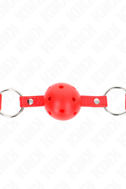 KINK – MORDAZA DE BOLA 4 CM TRANSPIRABLE CON DOBLE REMACHE MODELO 1 ROJO 62 x 2.5 CM AJUSTABLE 42-58 CM