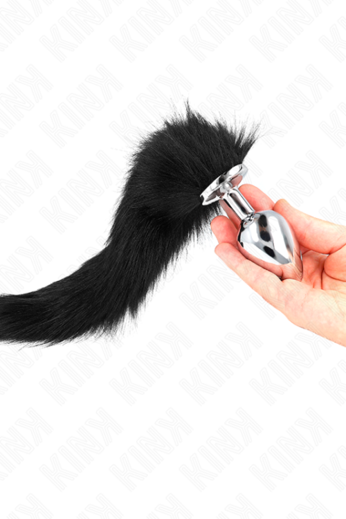 KINK – PLUG ANAL TALLA L 10 X 4 CM CON COLA SINTÉTICA 40 CM NEGRO