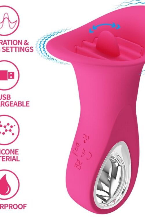 PRETTY LOVE – CLYDE VIBRADOR ORAL LENGUA VIBRADORA 12 VIBRACIONES ROSA