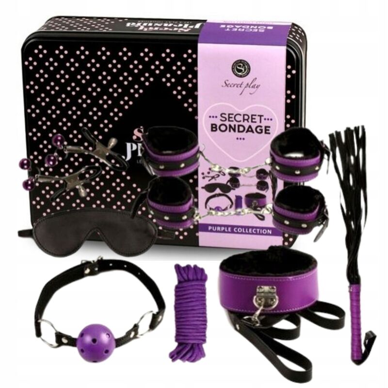 SECRETPLAY - BDSM SET 8PCS LILA / NEGRO - Imagen 2