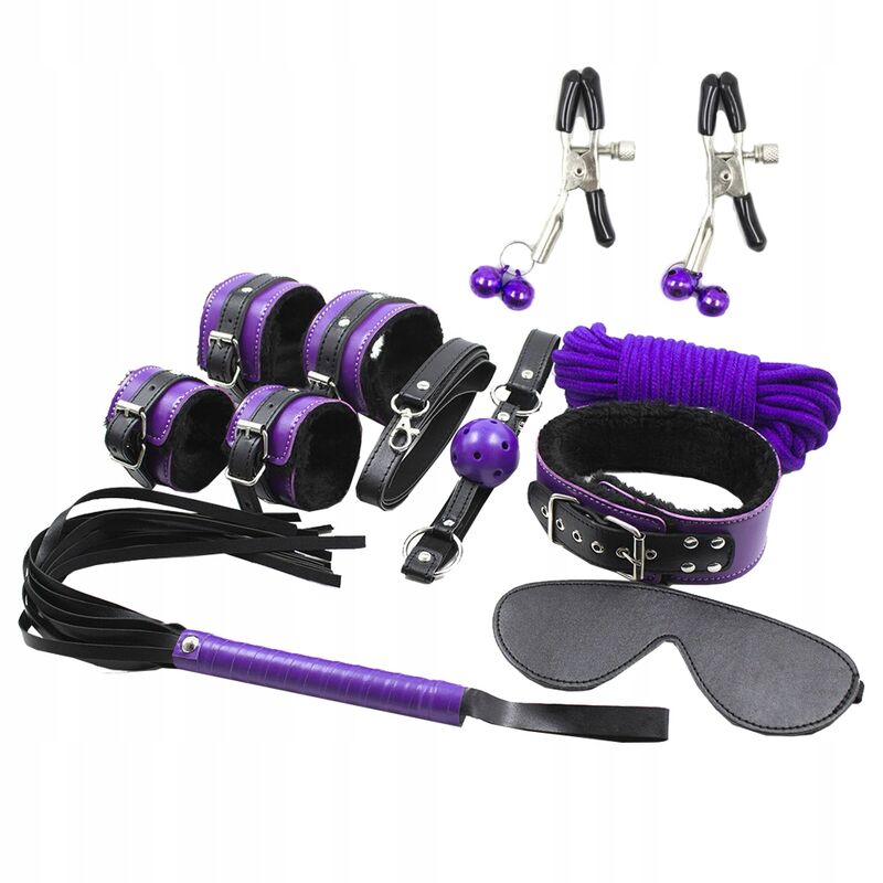 SECRETPLAY – BDSM SET 8PCS LILA / NEGRO