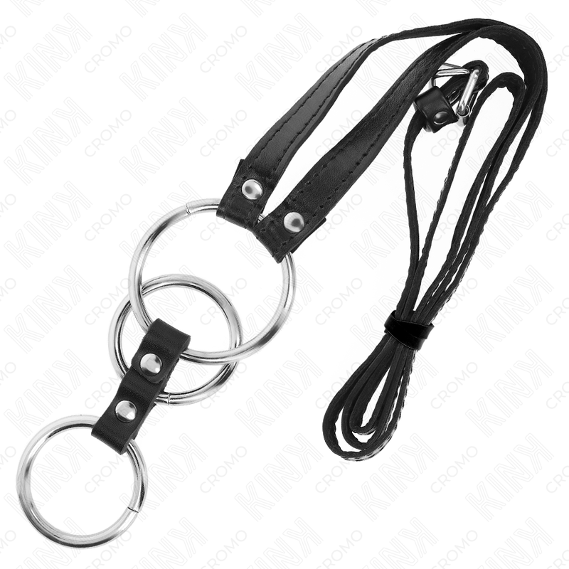 KINK - ANILLO PENE METAL TRIPLE 3.8 CM A 5 CM CON CINTURÓN POLIPIEL 112 CM - Imagen 5