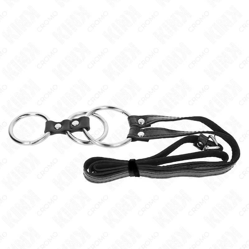KINK - ANILLO PENE METAL TRIPLE 3.8 CM A 5 CM CON CINTURÓN POLIPIEL 112 CM - Imagen 2