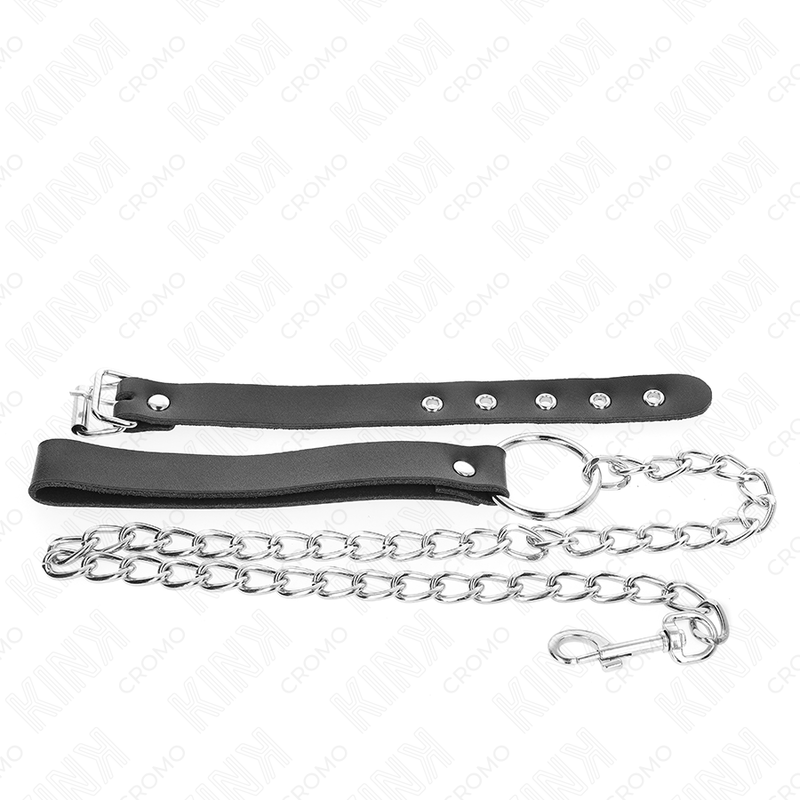 KINK - ANILLO PENE CUERO CON CORREA 21.5 X 2 CM Y CADENA METAL 60 CM - Imagen 2