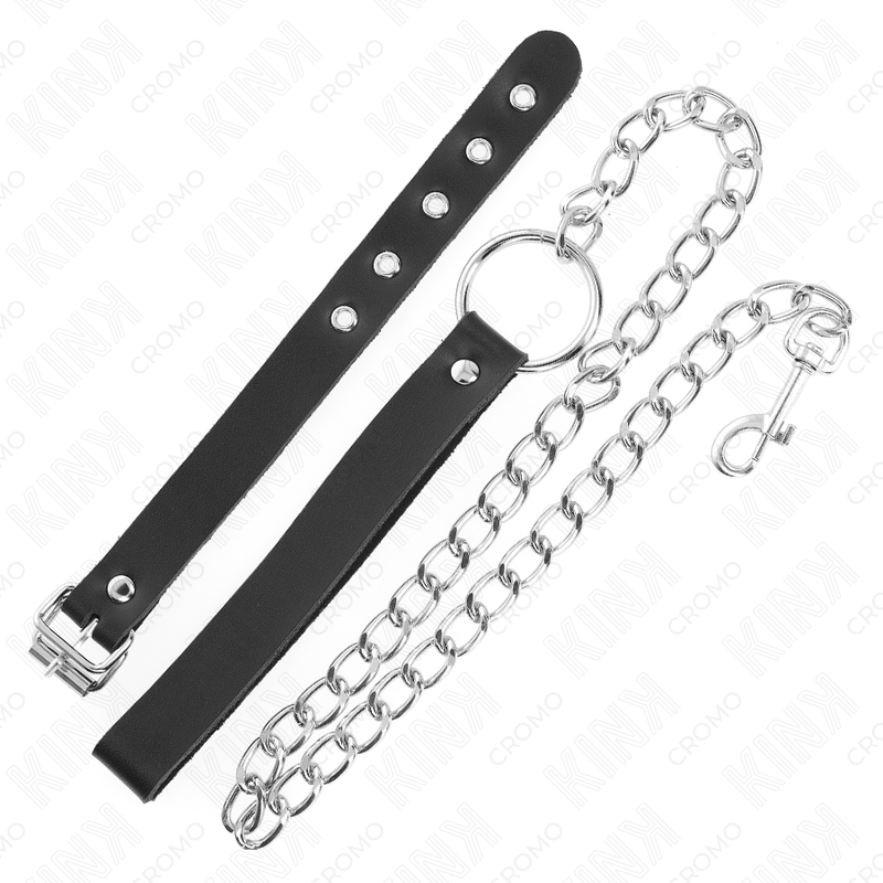 KINK - ANILLO PENE CUERO CON CORREA 21.5 X 2 CM Y CADENA METAL 60 CM - Imagen 4