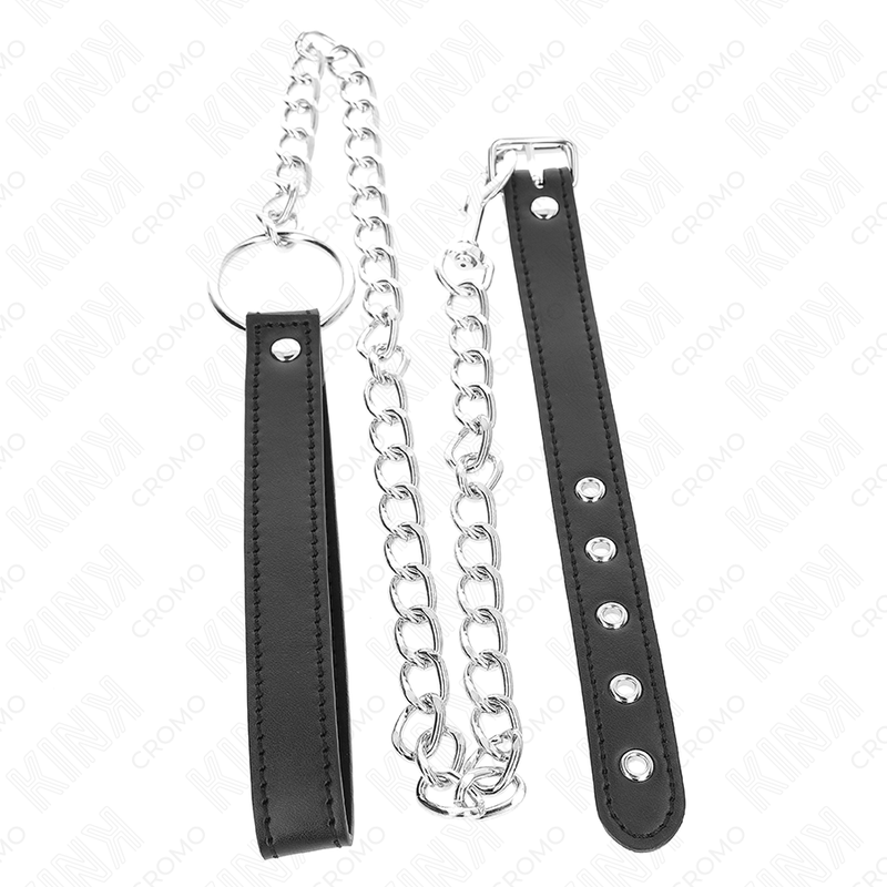 KINK - ANILLO PENE CUERO 21.5 X 2 CM CON CADENA METAL 60 CM Y CORREA DE CUERO - Imagen 2