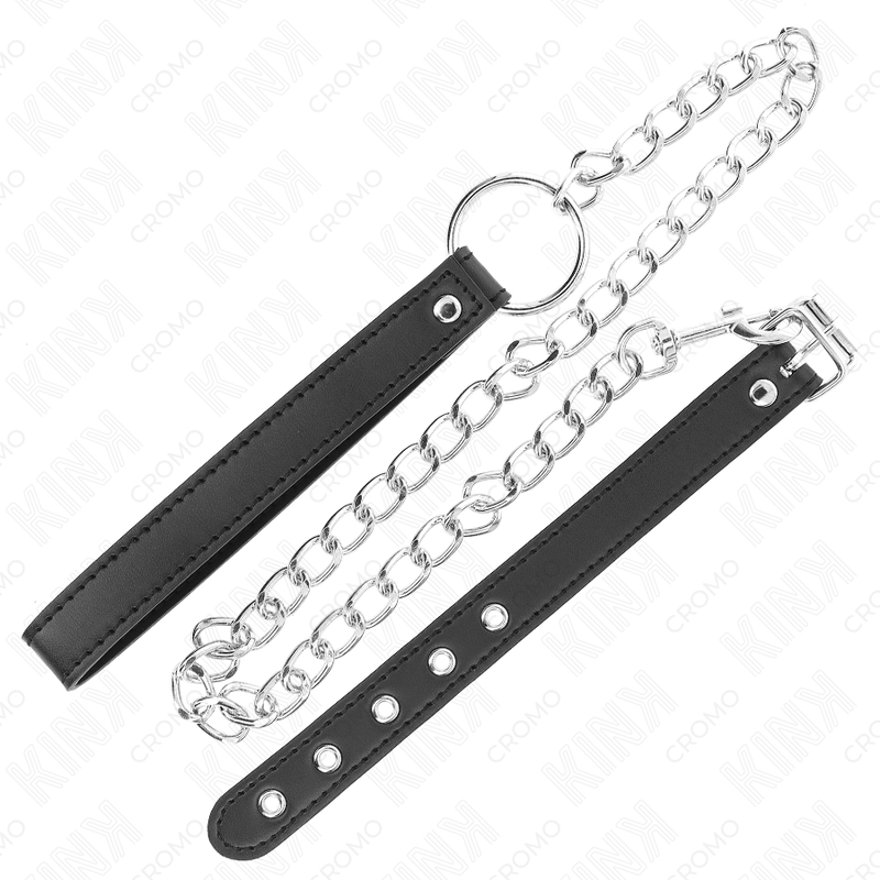 KINK - ANILLO PENE CUERO 21.5 X 2 CM CON CADENA METAL 60 CM Y CORREA DE CUERO - Imagen 3