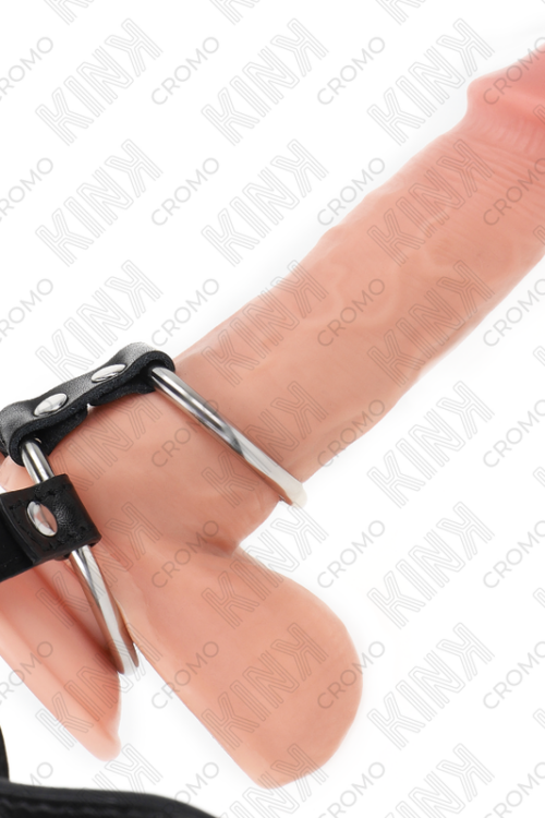 KINK – ANILLO PENE DOBLE METAL 3.8 CM A 5 CM CON CINTURÓN DE POLIPIEL 112 CM