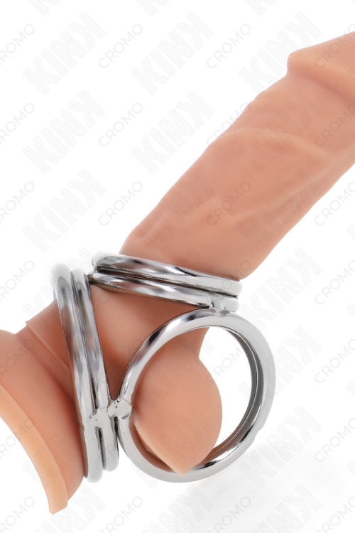 KINK – ANILLO PENE TRIPLE METAL CROMADO 3.8 CM A 5 CM MODELO 1