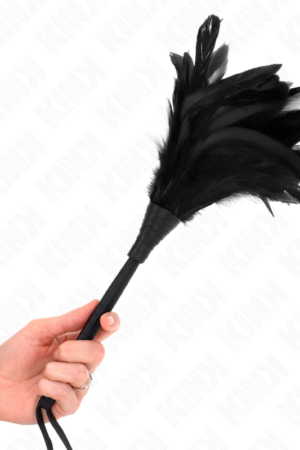 KINK - PLUMAS DE POLLO PARA COSQUILLAS CON FORMA CUERNO DE CRIADA NEGRO 36 CM