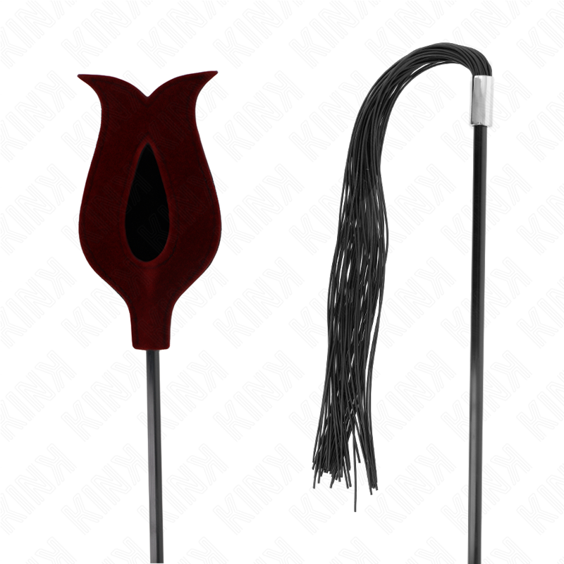 KINK - LÁTIGO DE BORLA DE SILICONA CON FORMA DE ROSA 45 CM - Imagen 5