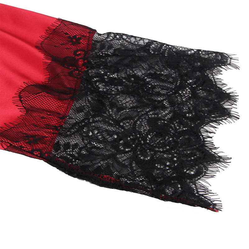 SUBBLIME - 954024 CAMISON DE ENCAJE ESPALDA TRANSPARENTE + TANGA ROJO/NEGRO L/XL - Imagen 6