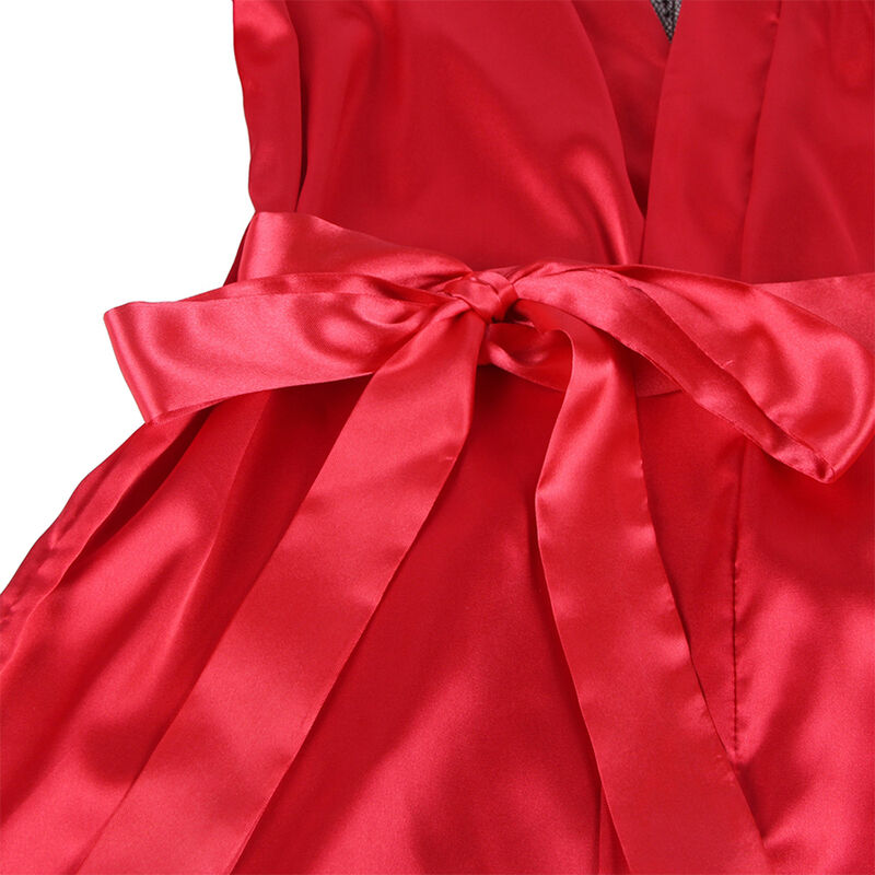 SUBBLIME - 954024 CAMISON DE ENCAJE ESPALDA TRANSPARENTE + TANGA ROJO/NEGRO L/XL - Imagen 12