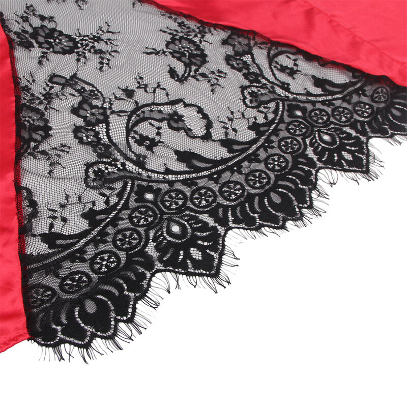 SUBBLIME - 954024 CAMISON DE ENCAJE ESPALDA TRANSPARENTE + TANGA ROJO/NEGRO L/XL - Imagen 11
