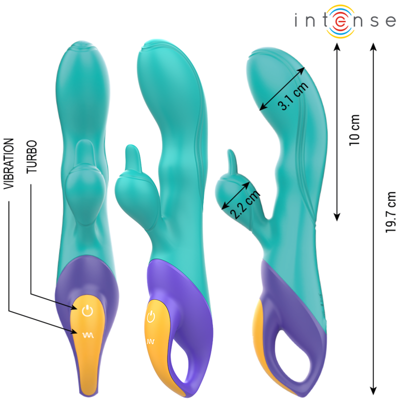 INTENSE - FRED VIBRADOR RECARGABLE RABBIT AZUL - Imagen 4