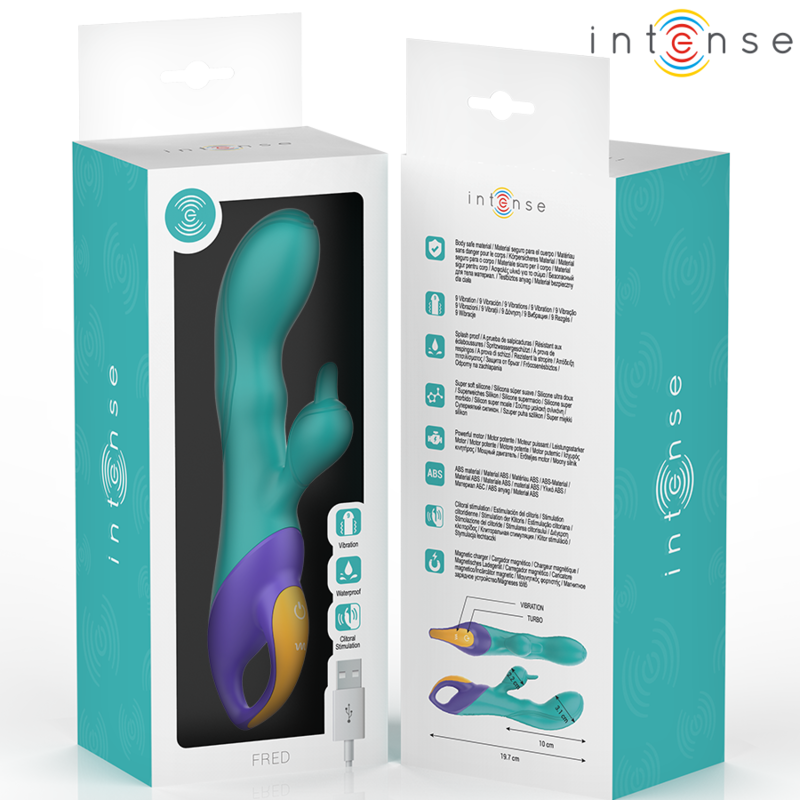 INTENSE - FRED VIBRADOR RECARGABLE RABBIT AZUL - Imagen 5