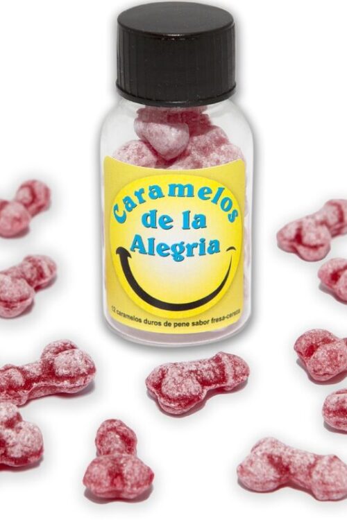 DIABLO PICANTE – 12 CARAMELOS DE LA ALEGRÍA FORMA PENE FRESA/CEREZA