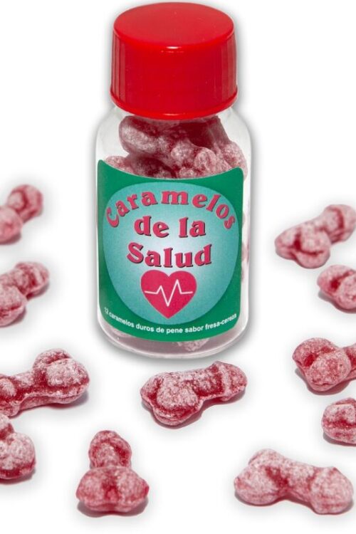 DIABLO PICANTE – 12 CARAMELOS DE LA SALUD FORMA PENE FRESA/CEREZA