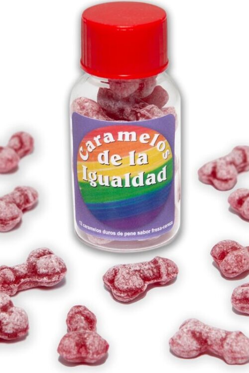 DIABLO PICANTE – 12 CARAMELOS DE LA IGUALDAD FORMA PENE FRESA/CEREZA
